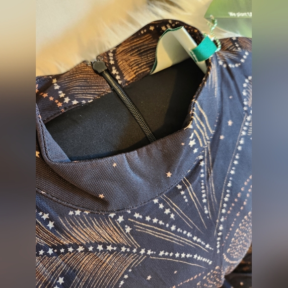 Farm Rio Black Golden Foliage Tulle Midi Dress - Picture 7 of 15